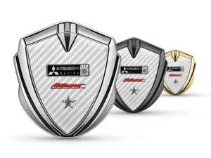 Mitsubishi Badge Self Adhesive Pro Style Alloy Finish